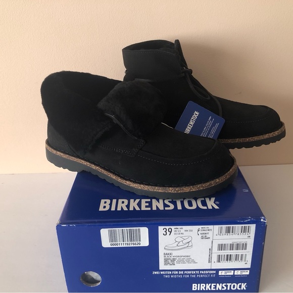 Birkenstock Bakki black leather shearling boot. Hydrophobic. Size: 8 - Picture 2 of 9